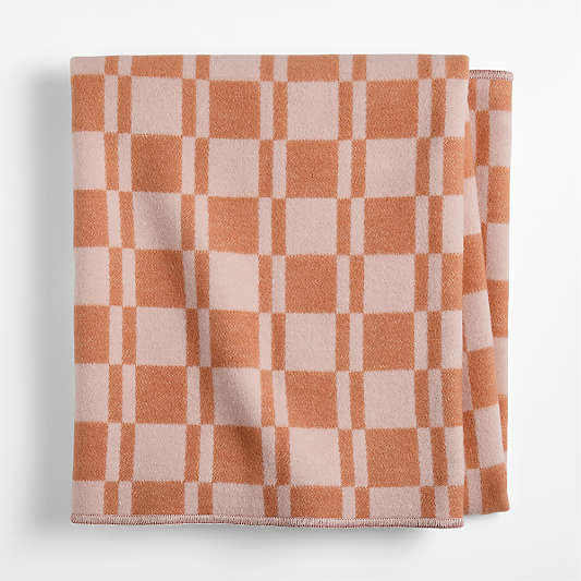 Modern Checkerboard Pink Organic Cotton Baby Stroller Blanket