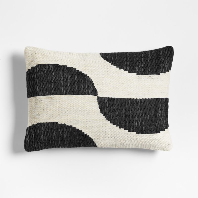 Modern Crescent Woven Kilim 22"x15" Black Throw Pillow Cover