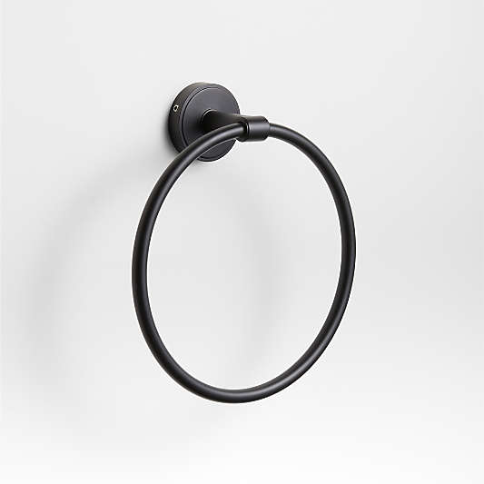 Modern Flat-End Matte Black Bathroom Hand Towel Ring