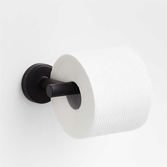 Modern Flat-End Matte Black Wall-Mounted Toilet Paper Holder