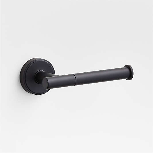 Modern Flat-End Matte Black Wall-Mounted Toilet Paper Holder