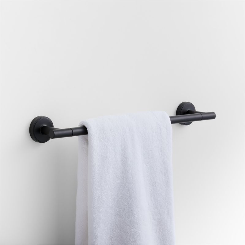 Modern Flat-End Matte Black Bath Towel Bar 18"