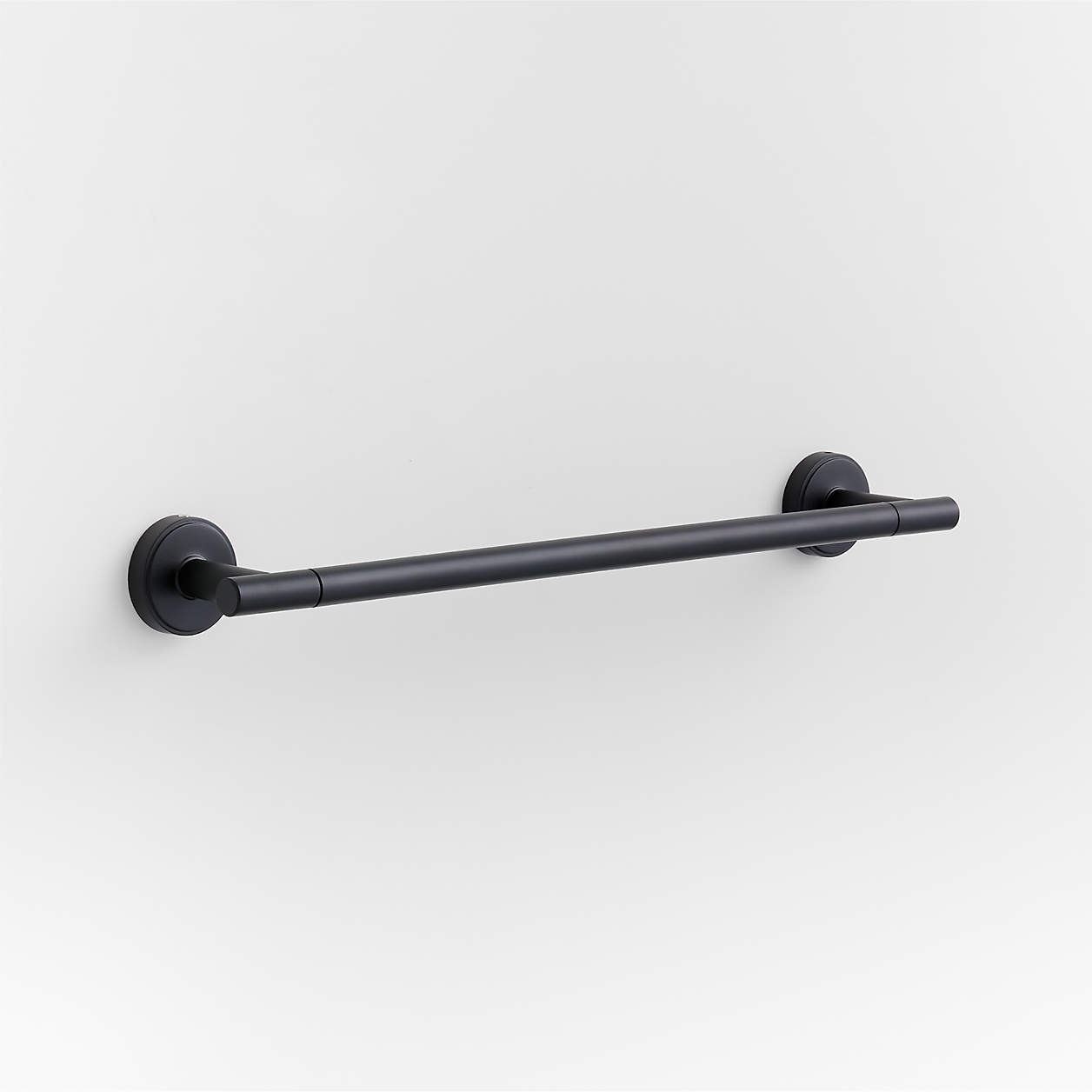 Modern Flat-End Matte Black Bath Towel Bar 18" | Crate & Barrel