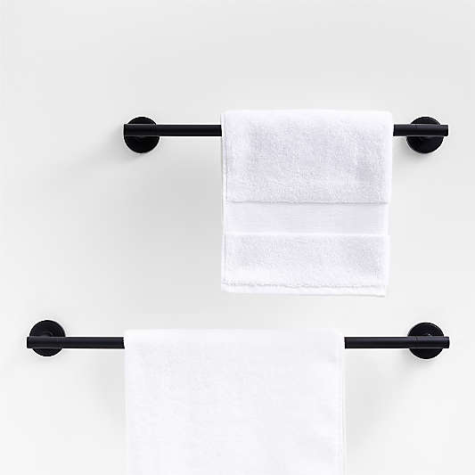 Modern Flat-End Matte Black Bath Towel Bars