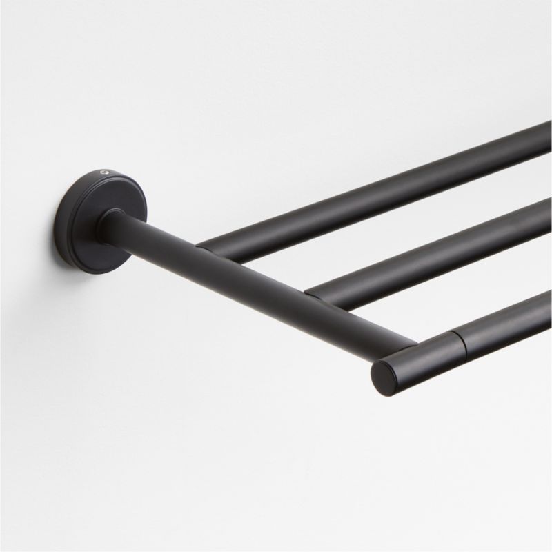 Modern Flat-End Matte Black Wall-Mounted Bathroom Towel Rack