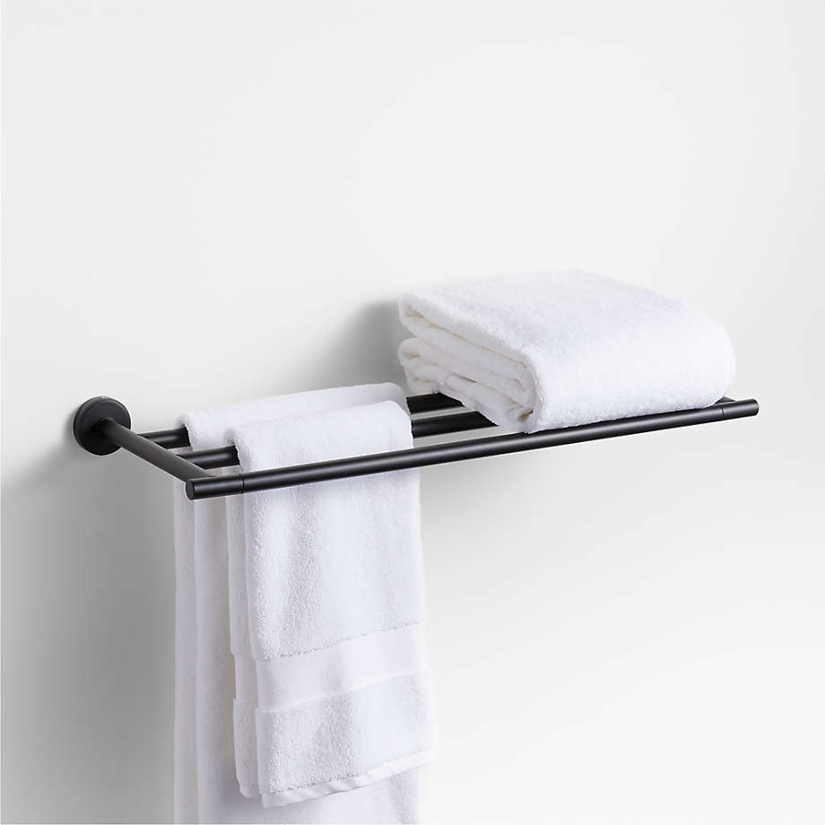 Modern Flat-End Matte Black Wall-Mounted Bathroom Towel Rack