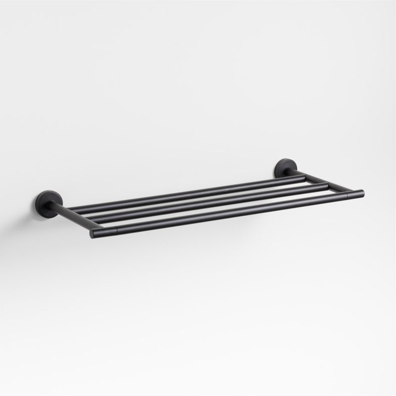 Modern Flat-End Matte Black Wall-Mounted Bathroom Towel Rack