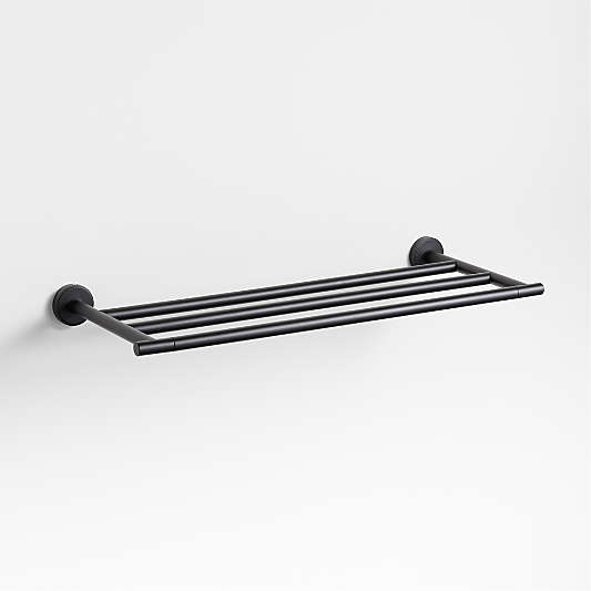 Modern Flat-End Matte Black Wall-Mounted Bathroom Towel Rack