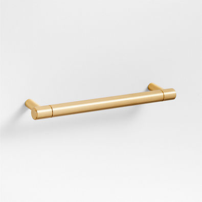 View Modern 5" Flat-End Brushed Brass Cabinet Drawer Bar Pull details