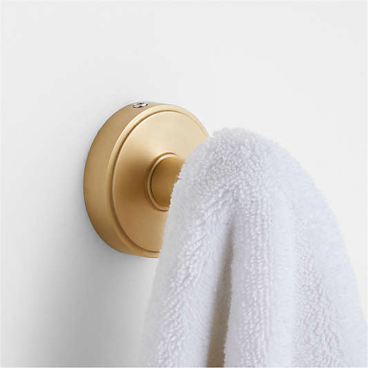 Modern Flat-End Brushed Brass Bathroom Towel Hook