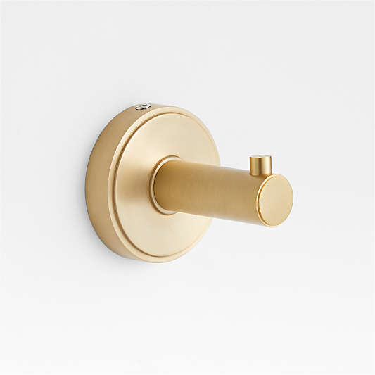 Modern Flat-End Brushed Brass Bathroom Towel Hook