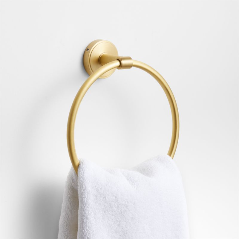 Modern Flat-End Brushed Brass Bathroom Hand Towel Ring + Reviews