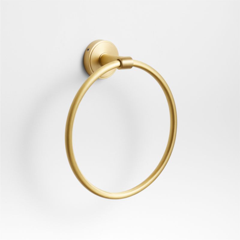 Modern Flat-End Brushed Brass Bathroom Hand Towel Ring