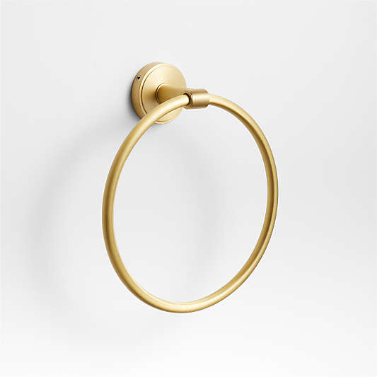 Modern Flat-End Brushed Brass Bathroom Hand Towel Ring