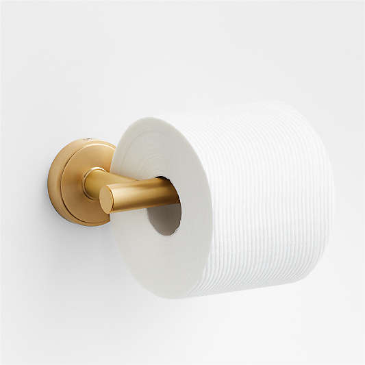 Modern Flat-End Brushed Brass Wall-Mounted Toilet Paper Holder