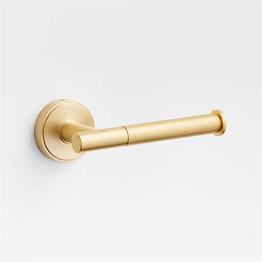 Modern Flat-End Brushed Brass Wall-Mounted Toilet Paper Holder