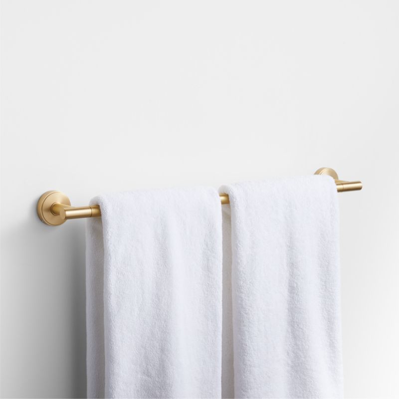 Modern Flat-End Brushed Brass Bath Towel Bar 24" - image 3 of 4