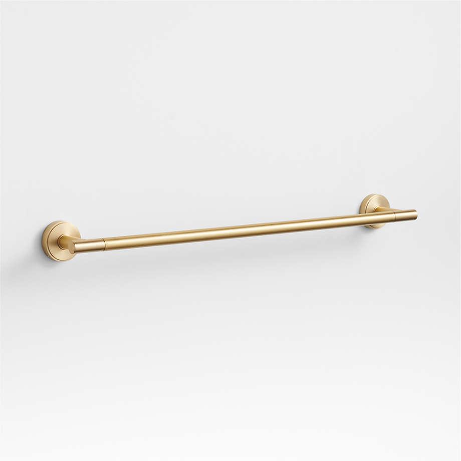 Modern Flat-End Brushed Brass Bath Towel Bar 24" + Reviews | Crate & Barrel