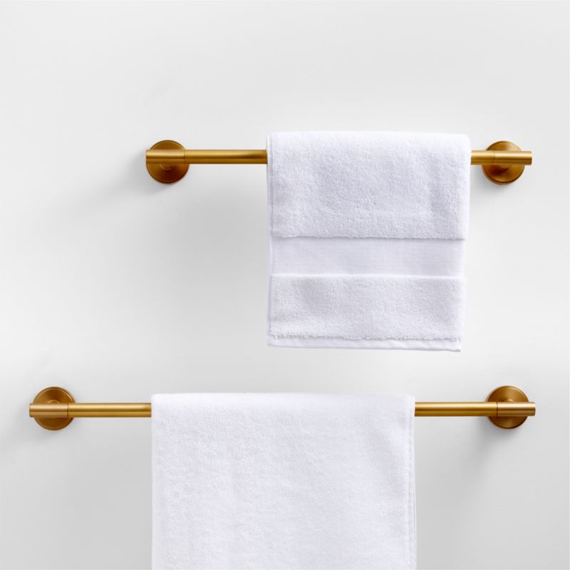Modern Flat-End Brushed Brass Bath Towel Bar 18"