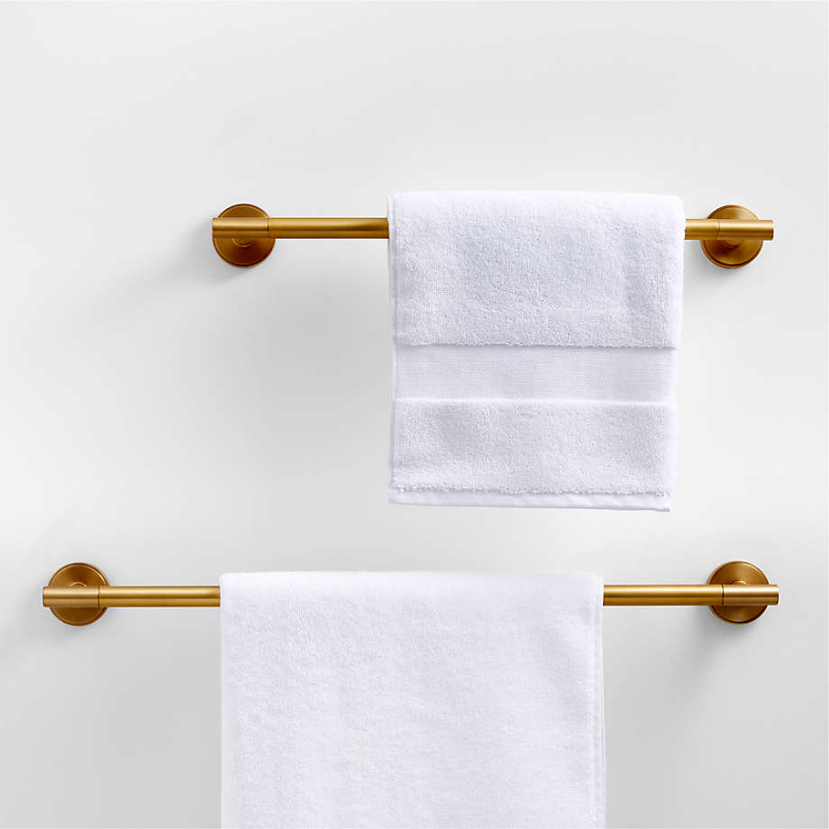 Crate&Barrel Square Edge Brushed Brass Bathroom Hand Towel Ring