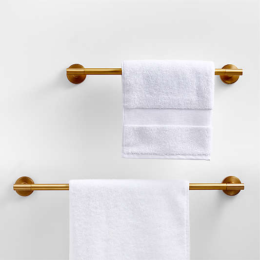 Modern Flat-End Brushed Brass Bath Towel Bars