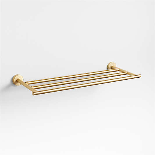 Modern Flat-End Brushed Brass Wall-Mounted Bathroom Towel Rack