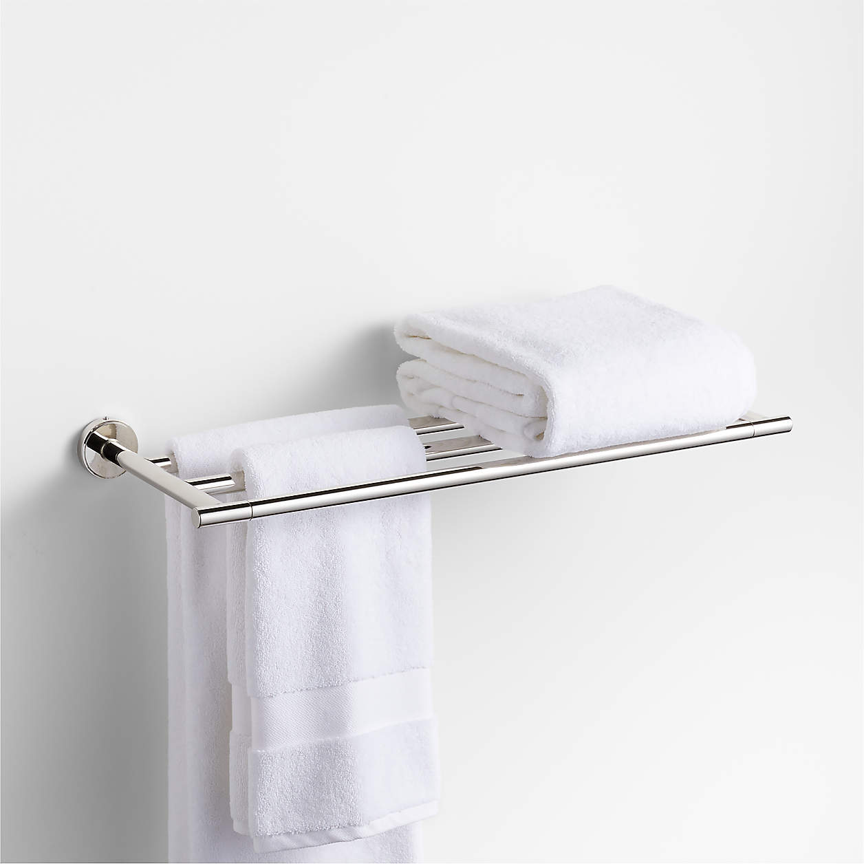 Modern Flat-End Polished Chrome Wall-Mounted Bathroom Towel Rack ...