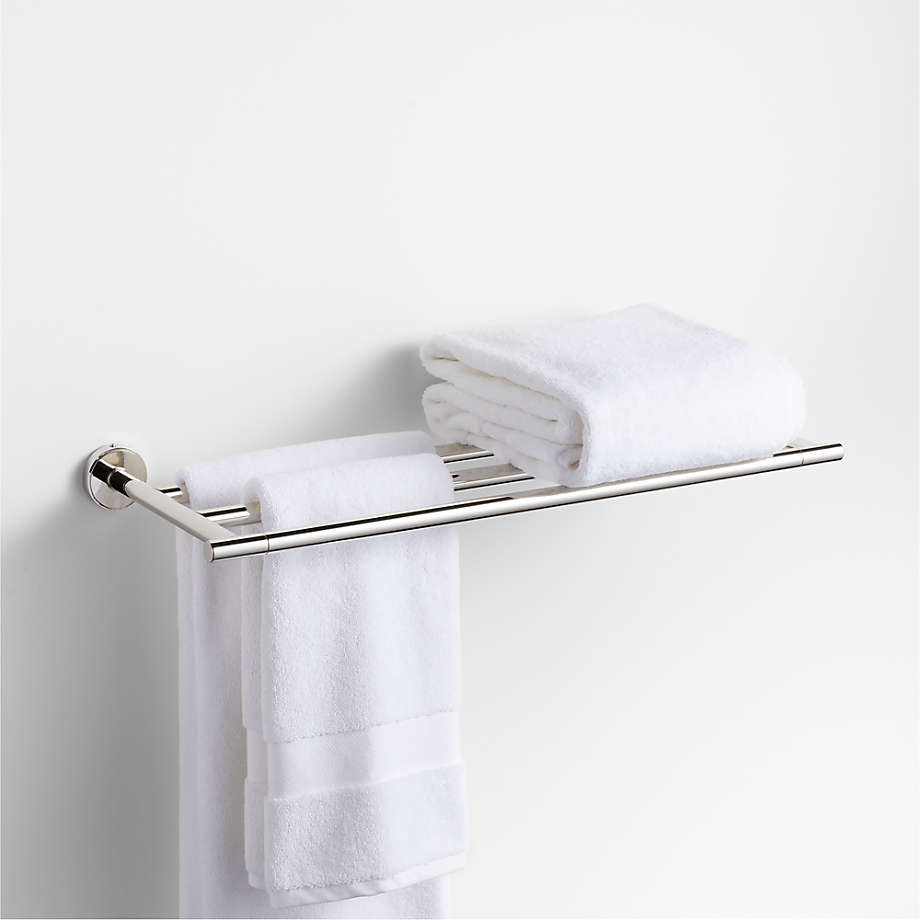 Modern Flat-End Polished Chrome Wall-Mounted Bathroom Towel Rack