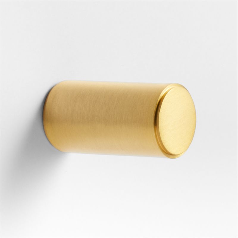 Modern Flat-End Cylinder Brushed Brass Cabinet Knob