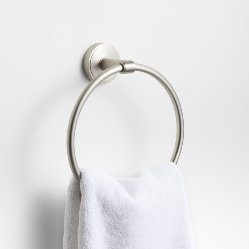 Modern Flat-End Brushed Nickel Bathroom Hand Towel Ring