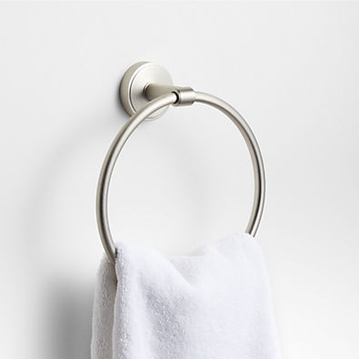 View Modern Flat-End Brushed Nickel Bathroom Hand Towel Ring details