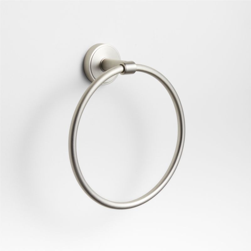 Modern Flat-End Brushed Nickel Bathroom Hand Towel Ring