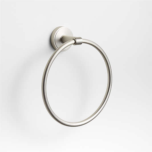 Modern Flat-End Brushed Nickel Bathroom Hand Towel Ring