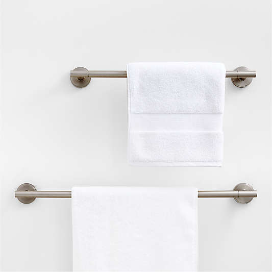 Modern Flat-End Brushed Nickel Bath Towel Bars