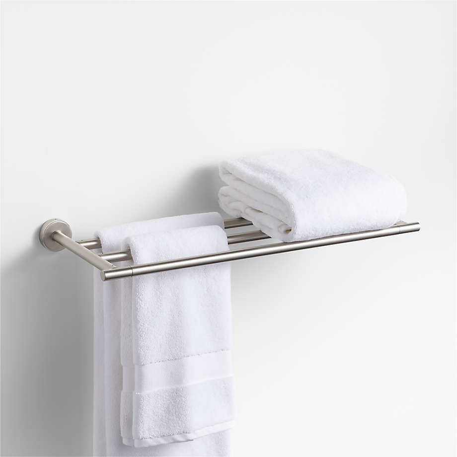 Modern Flat-End Brushed Nickel Wall-Mounted Bathroom Towel Rack