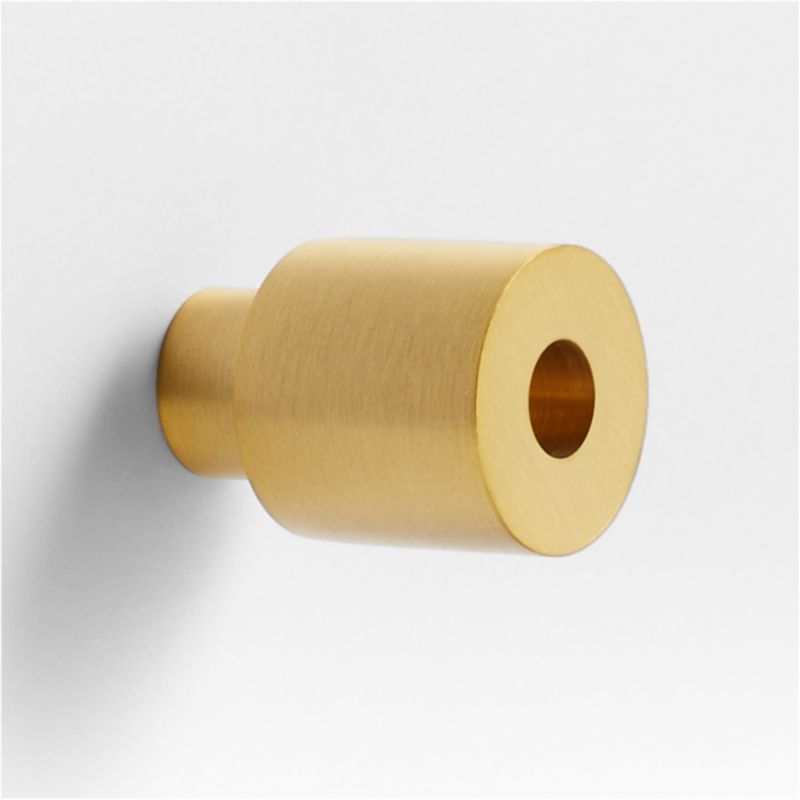 Modern Flat-End Pedestal Brushed Brass Cabinet Knob