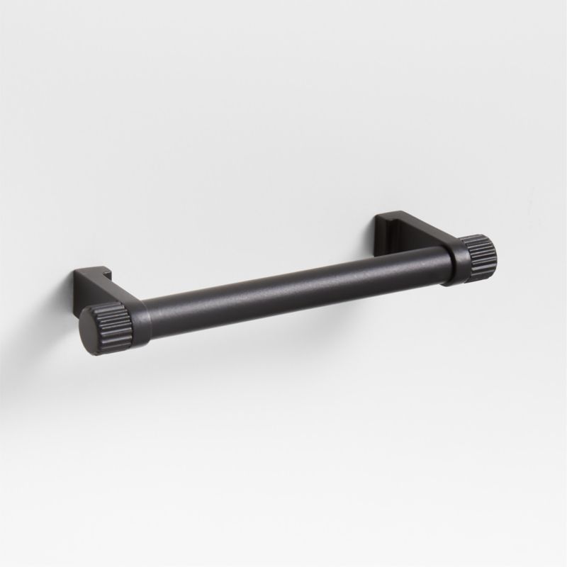 Modern 4" Fluted Matte Black Cabinet Drawer Bar Pull