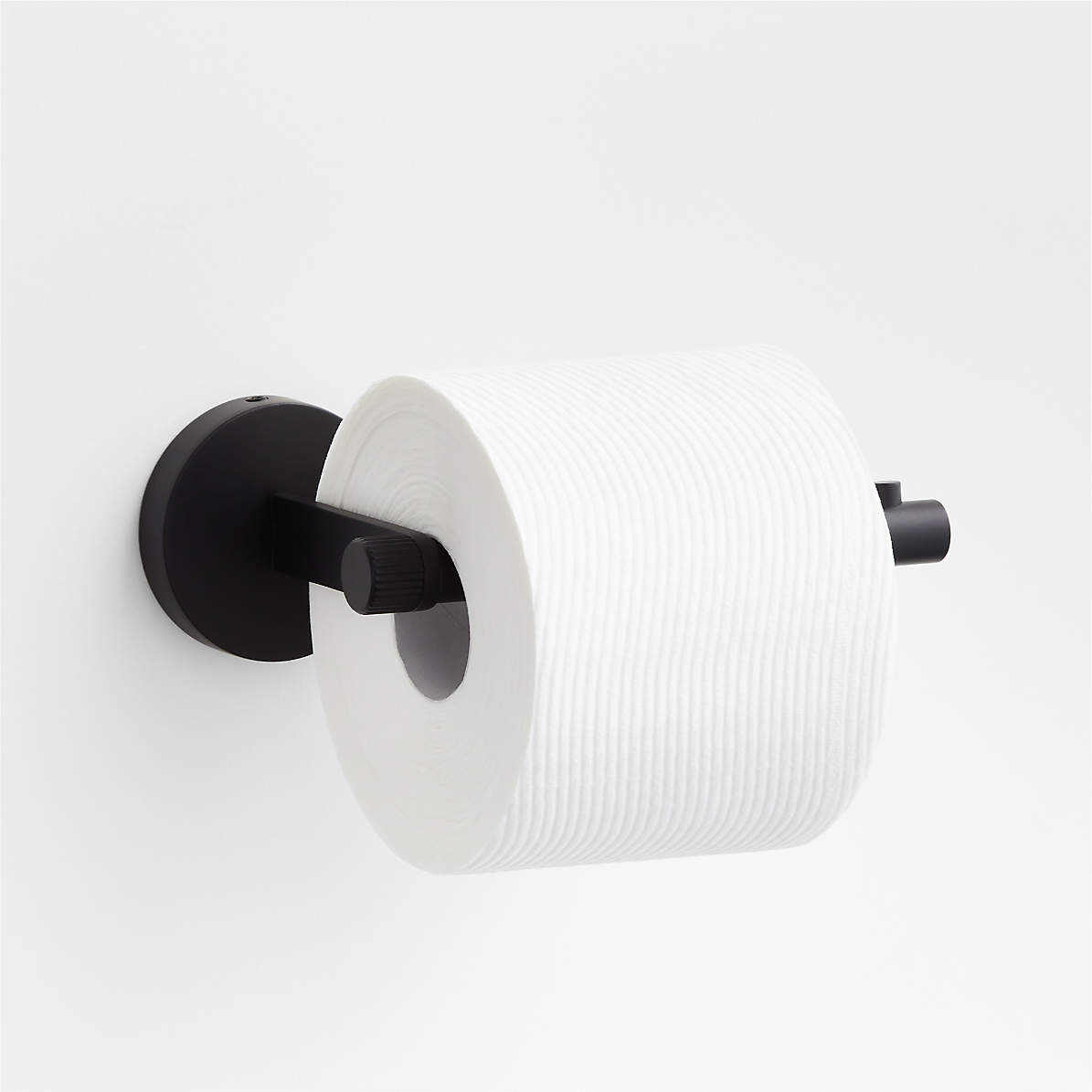 Modern Fluted Matte Black Wall-Mounted Toilet Paper Holder +