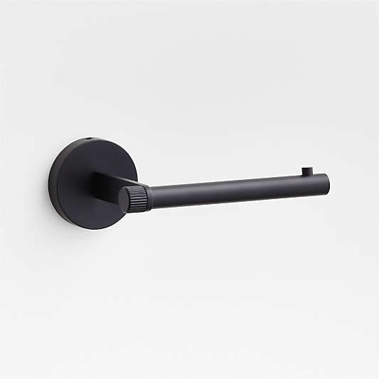 Modern Fluted Matte Black Wall-Mounted Toilet Paper Holder