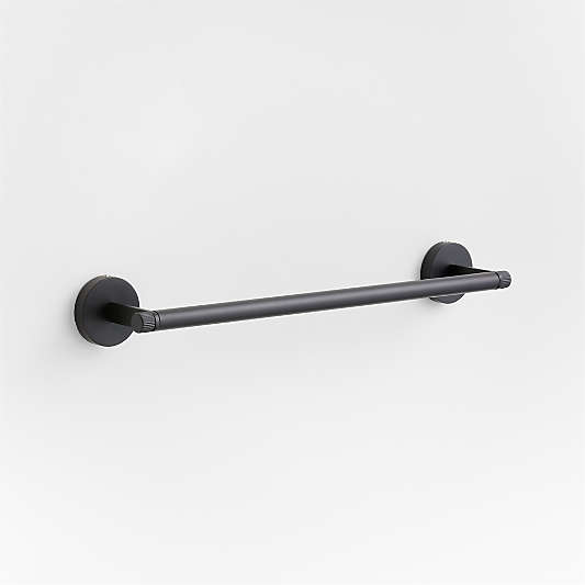 Modern Fluted Matte Black Bath Towel Bar 18"