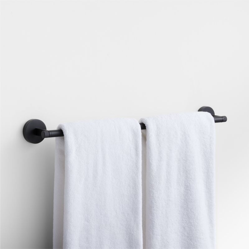 Modern Fluted Matte Black Bath Towel Bar 24"