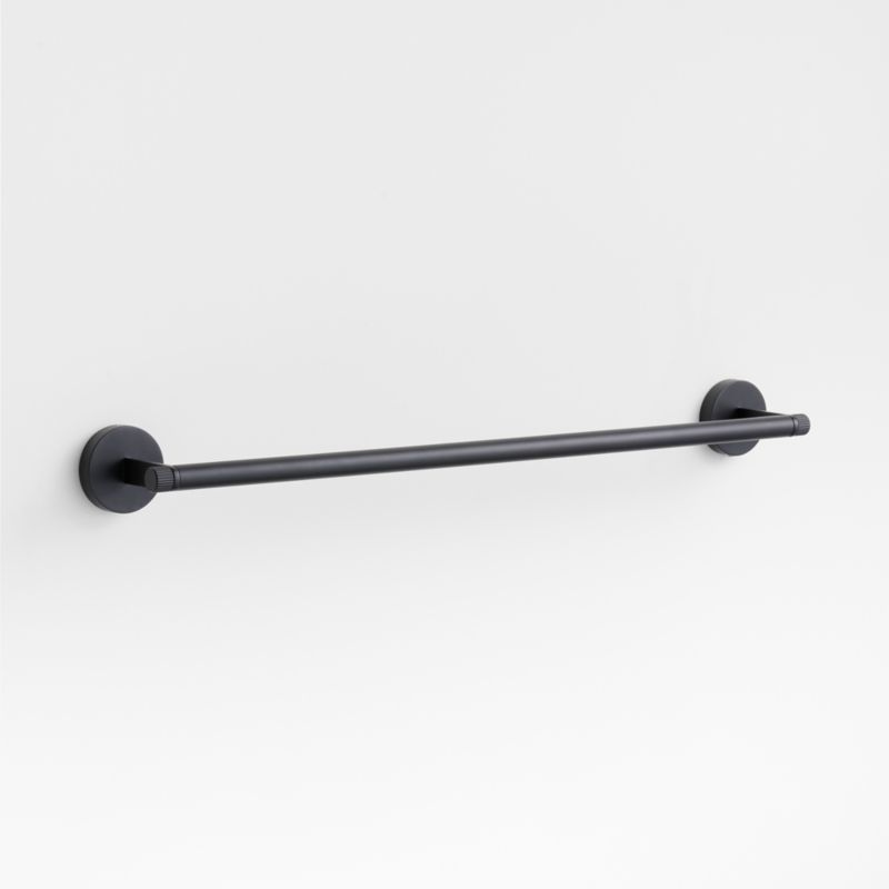 Modern Fluted Matte Black Bath Towel Bar 24"