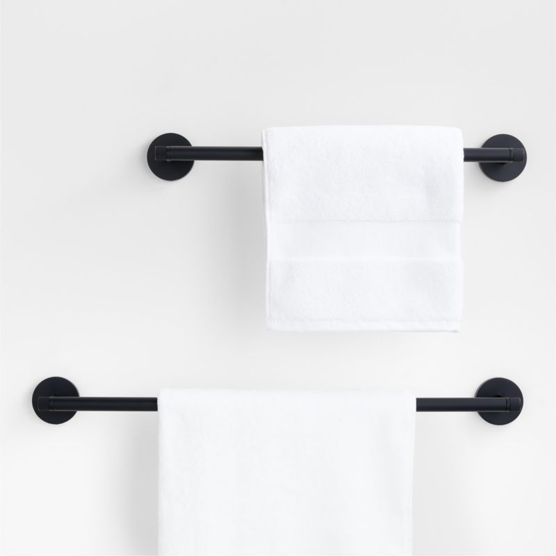 Modern Fluted Matte Black Bath Towel Bar 24"