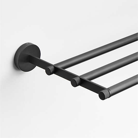 Modern Fluted Matte Black Wall-Mounted Bathroom Towel Rack