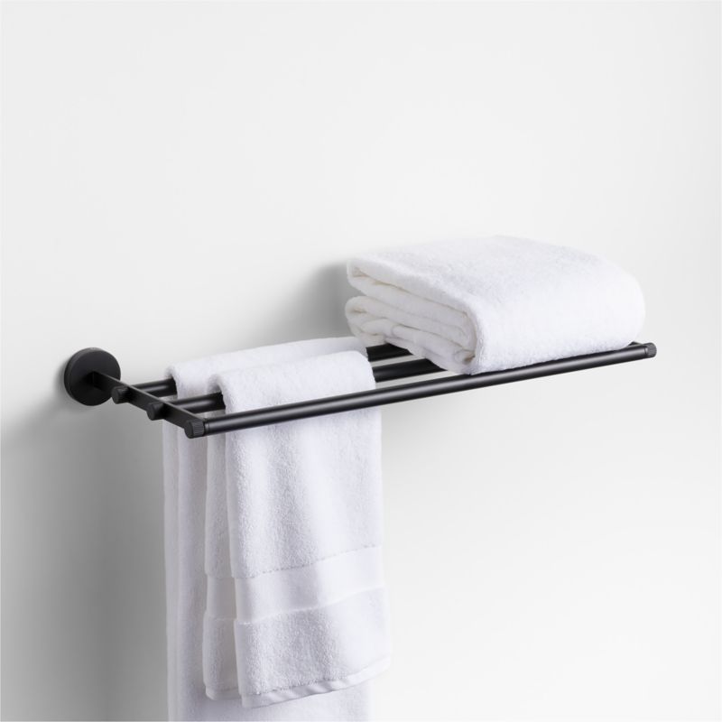 Modern Fluted Matte Black Wall-Mounted Bathroom Towel Rack