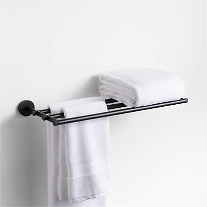 Modern Fluted Matte Black Wall-Mounted Bathroom Towel Rack + Reviews
