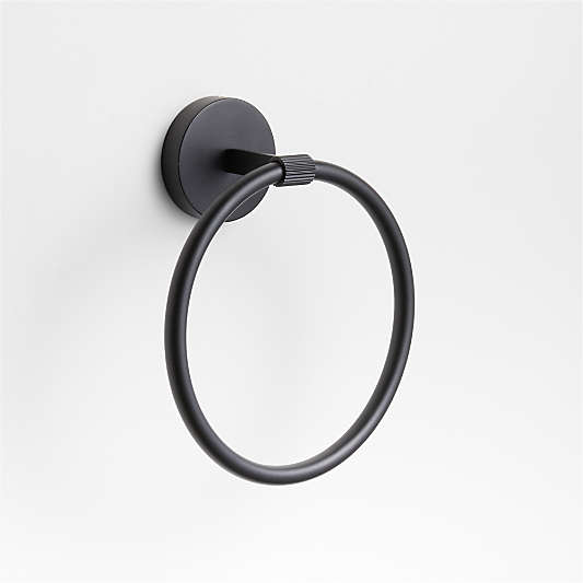 Modern Fluted Matte Black Bathroom Hand Towel Ring