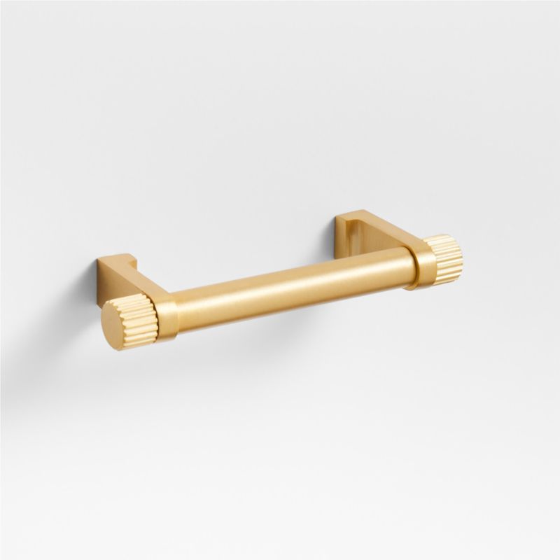 Modern 3" Fluted Brushed Brass Cabinet Drawer Bar Pull