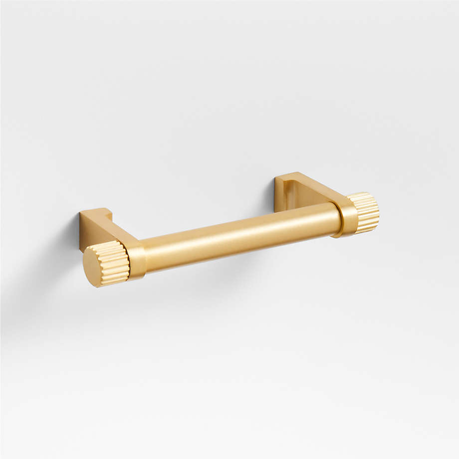 Modern 3 Fluted Brushed Brass Cabinet Drawer Bar Pull Reviews Crate And Barrel Canada 0873