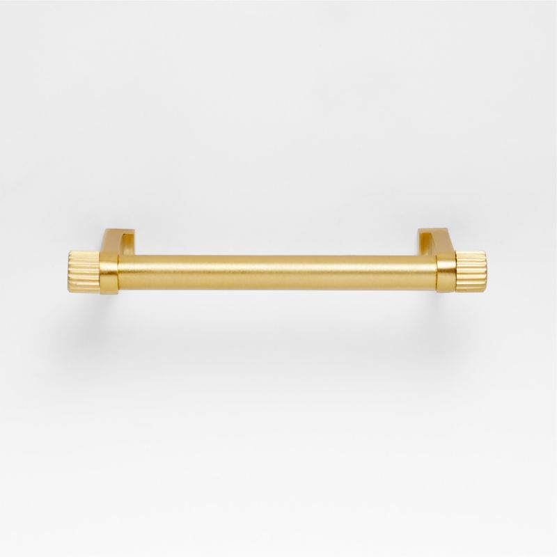 Modern 4" Fluted Brushed Brass Cabinet Drawer Bar Pull